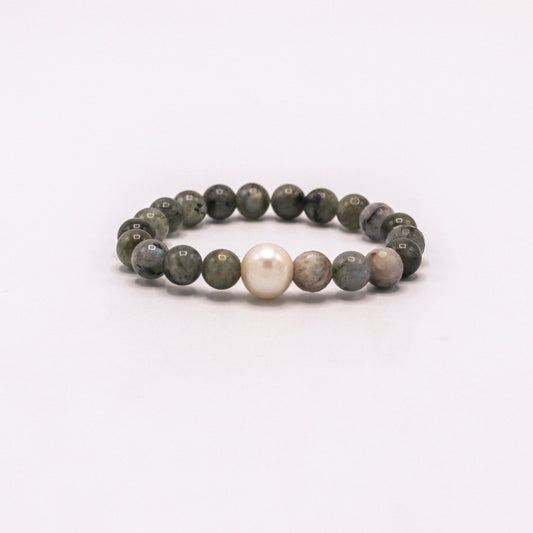 Gemstone Bracelet- Pearl + Labradorite